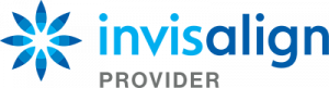 Invisalign Treatment Dentist, clear braces, provider logo.