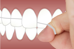 Is flossing important? A person shown flossing their teeth.